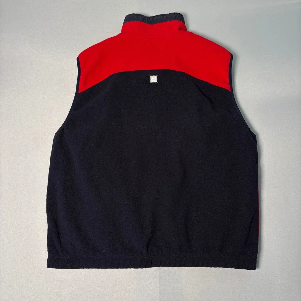 Chaps Ralph Lauren Reversible Vest Mens Red Fleece Navy Blue Nylon Full Zip L